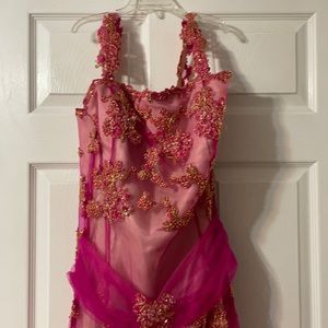 Pink floral party wedding dress